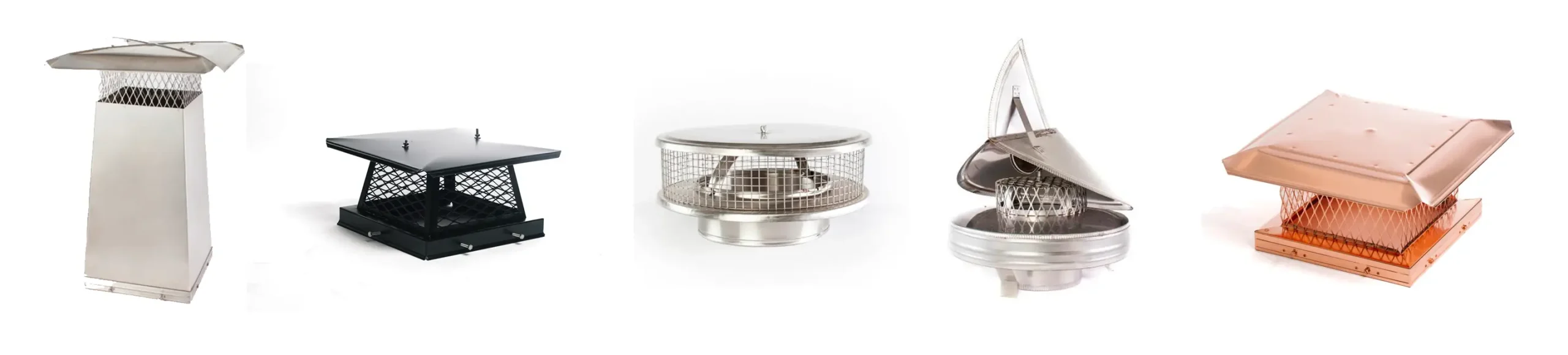 Header image featuring various types of chimney caps available in Portland
