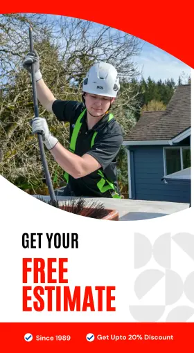 Banner offering a free estimate for chimney sweep services in Portland